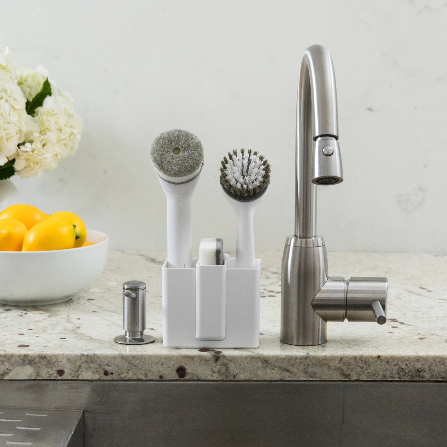 Fillable Dish Wand with Non-Scratch Sponge Headband